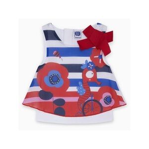 Colorful Striped Top with Red Bow